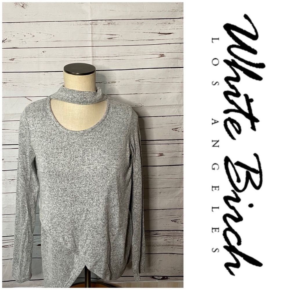 White birch gray soft sweater